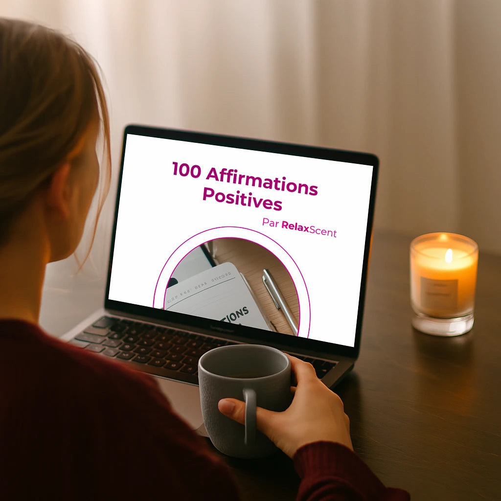 Visuel de la couverture de l’ebook “100 Cartes Positives et Motivantes à Imprimer” – RelaxScent