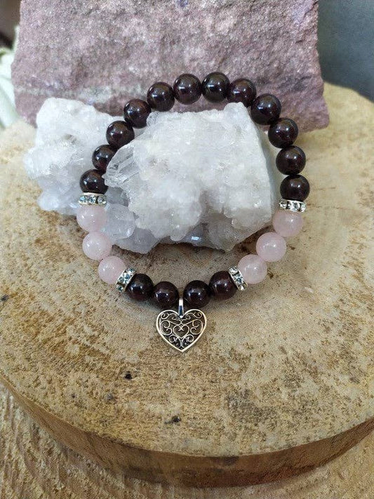 Bracelet pierre grenat et quartz rose - RelaxScent