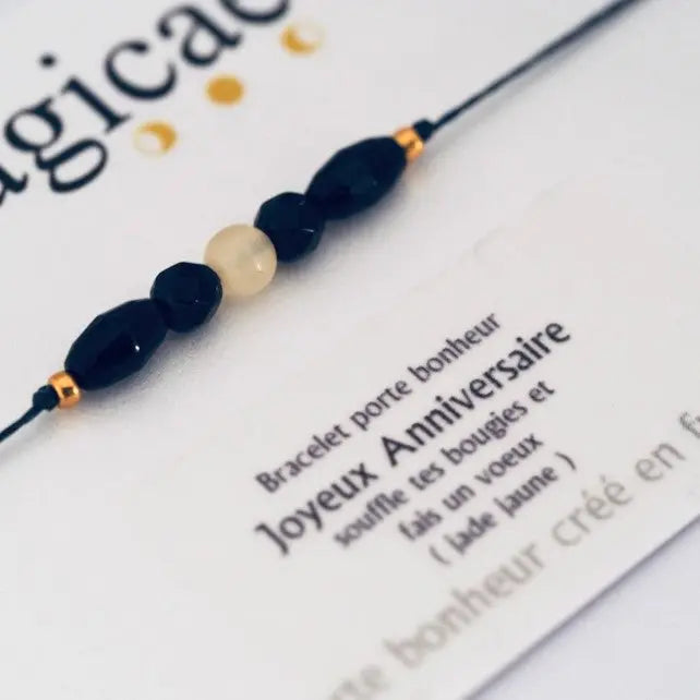 Bracelet porte bonheur Femme en pierres naturelles Joyeux Anniversaire