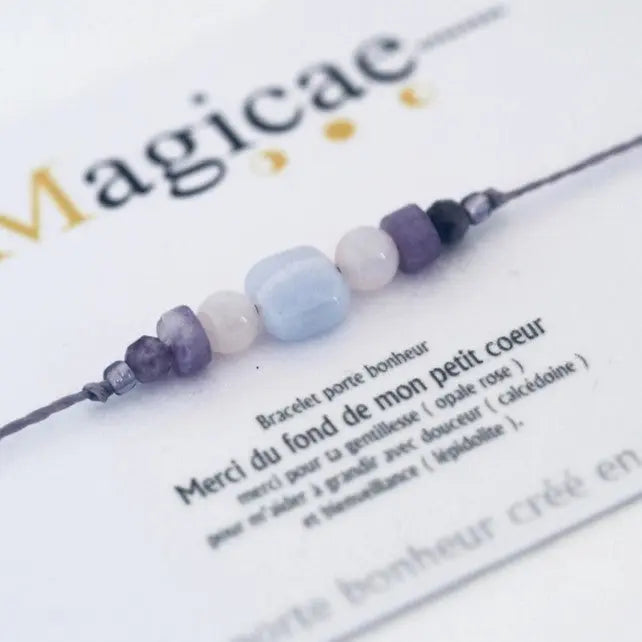 Bracelet porte bonheur Femme en pierres naturelles Merci du fond de mon petit cœur Maitresse