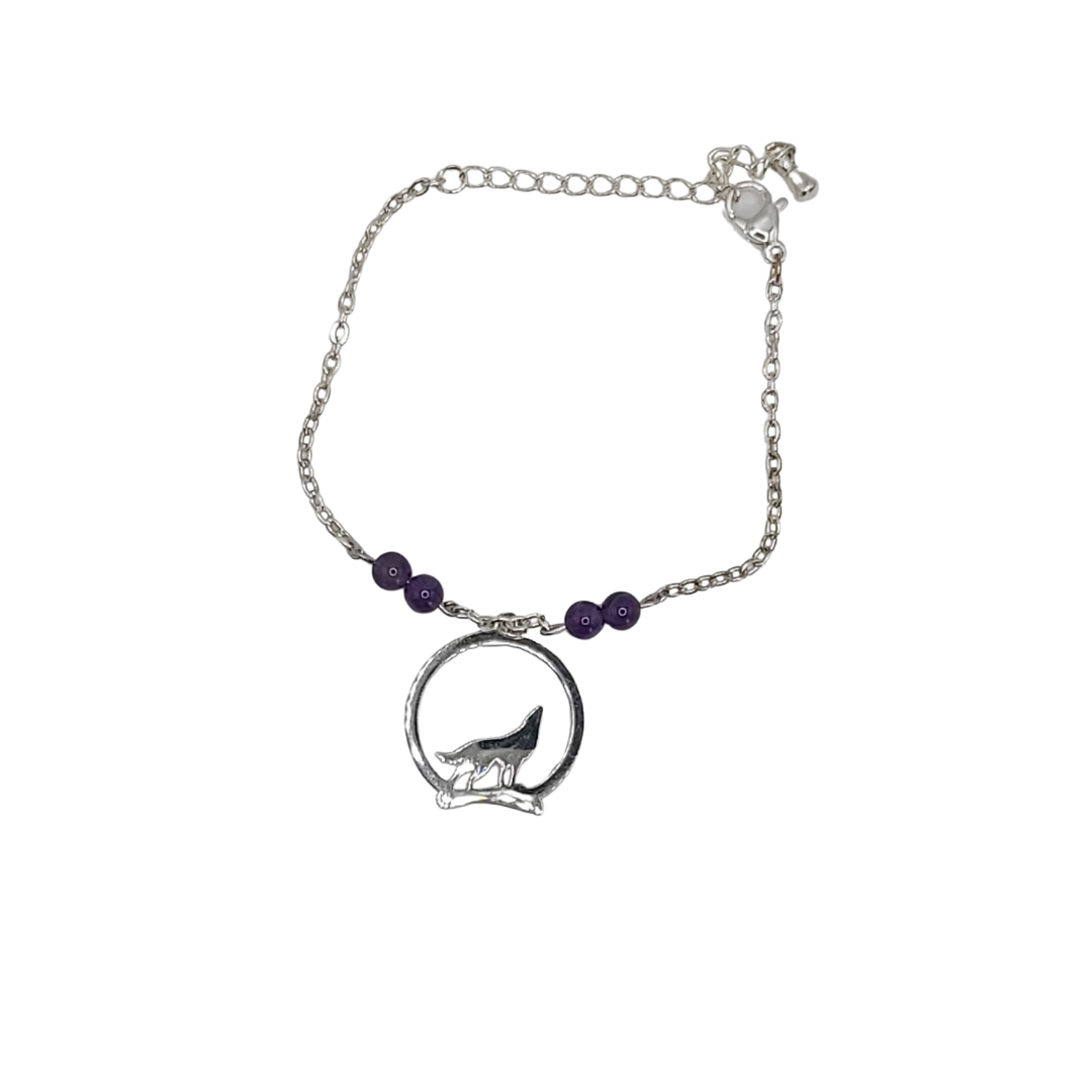 Bracelet Femme Loup - Animal Totem  - Améthyste