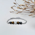 Bracelet Protection Femme | Hématite, Œil de Tigre & Pierre de Lune