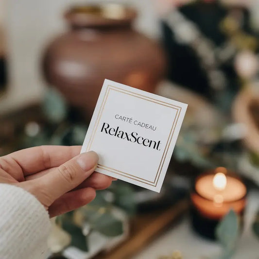 Carte cadeau RelaxScent Box pour offrir un moment de détente, une pause bien-être, et une expérience zen unique.