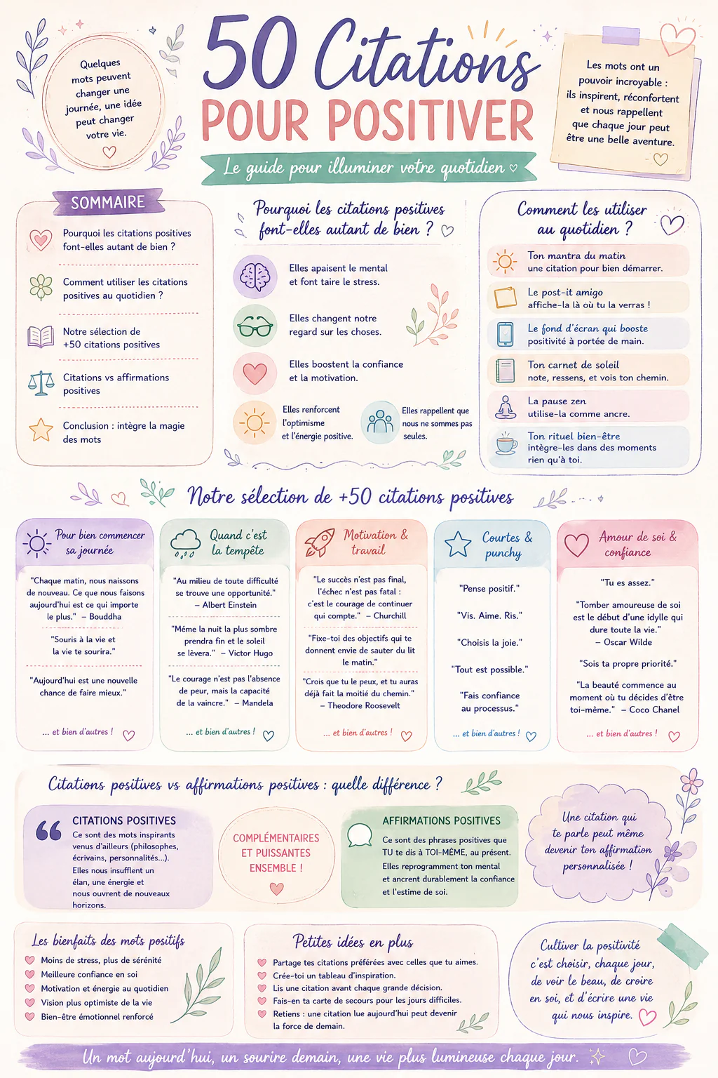 50 Citations pour positiver : Le guide pour illuminer votre quotidien